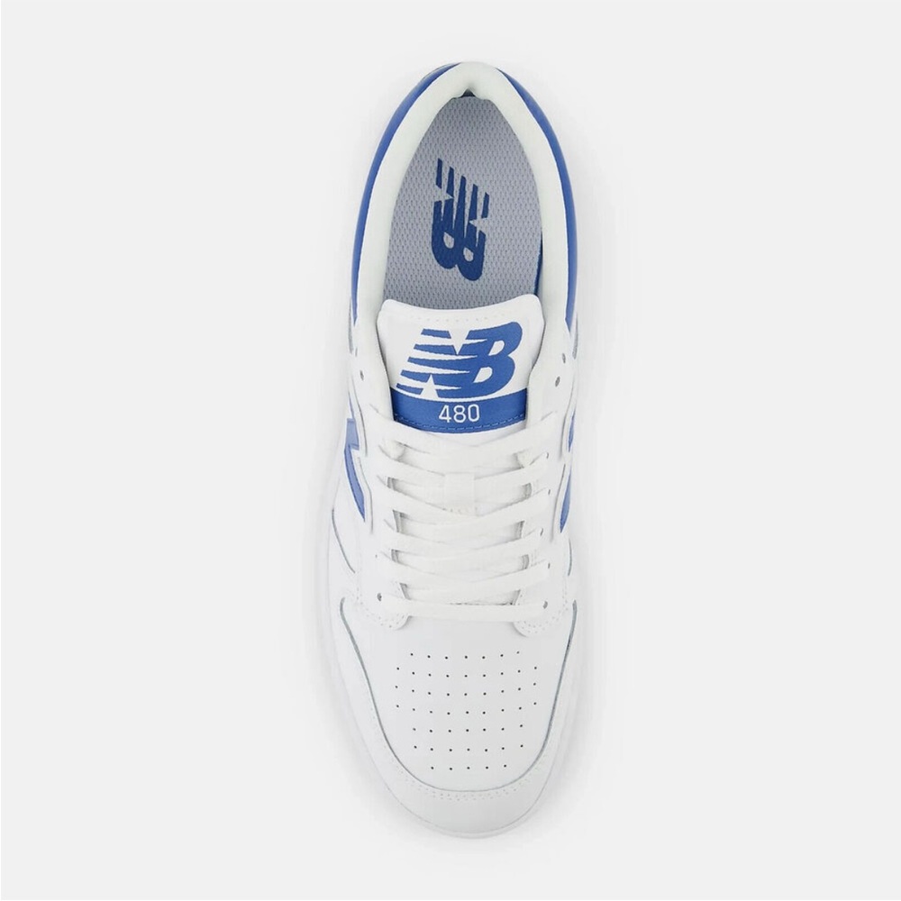 New Balance 480 Men's White and Blue Sneakers - Picture 2 of 9